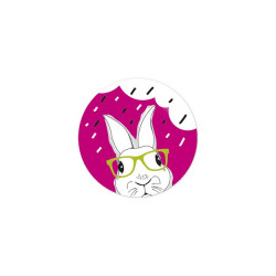 Étiquettes lapin fond fuchsia