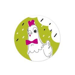 Etiquettes poule fond vert